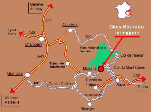 Carte d'accès à Termignon en Haute Maurienne